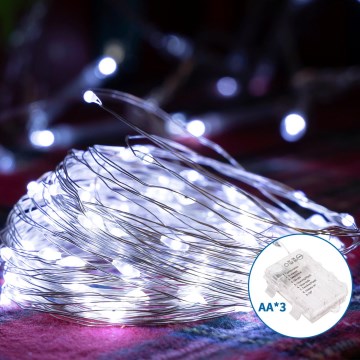 Aigostar - Corrente exterior de Natal LED 100xLED/8 funções 10,3m IP44 branco frio