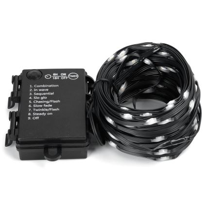Aigostar - Corrente exterior de Natal LED 100xLED/8 funções 10,3m IP44 branco frio