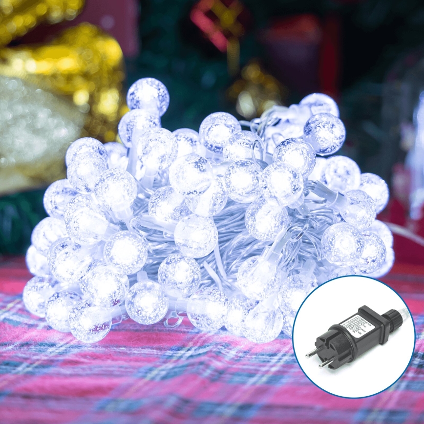 Aigostar - Corrente exterior de Natal LED 100xLED/8 funções 13m IP44 branco frio