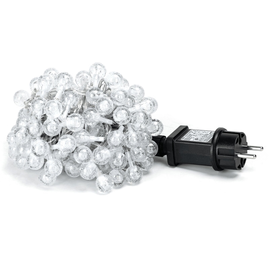 Aigostar - Corrente exterior de Natal LED 100xLED/8 funções 13m IP44 branco frio
