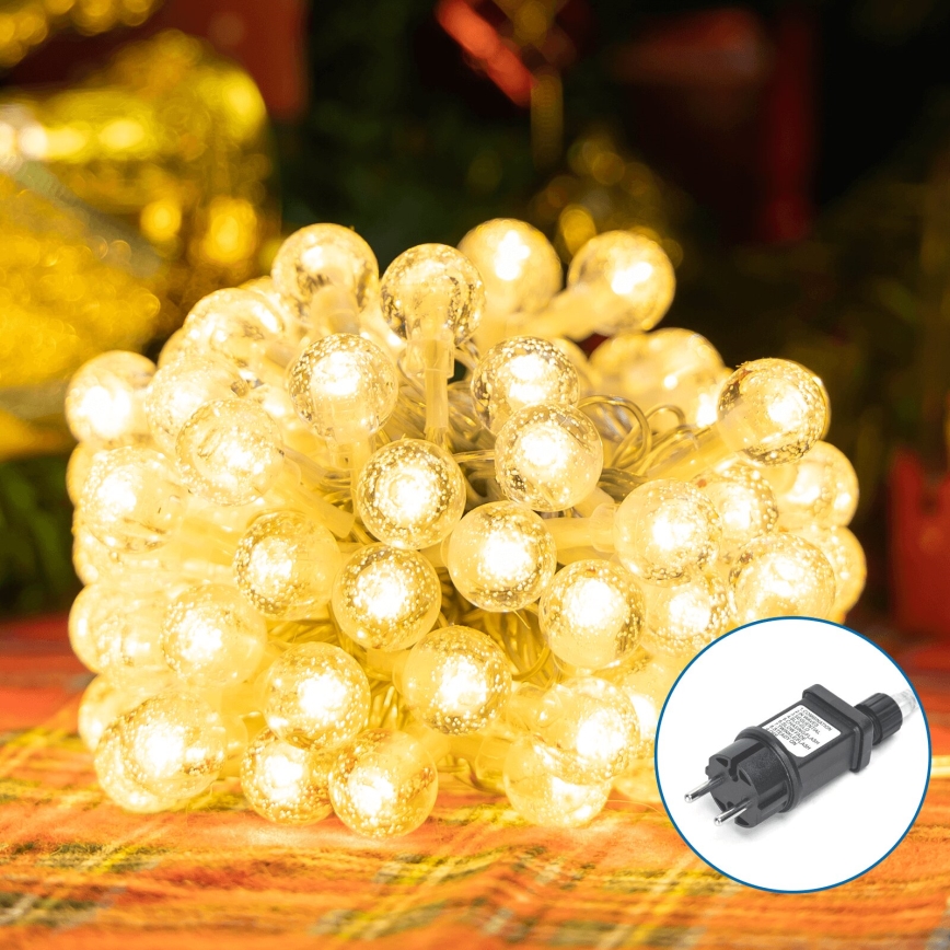 Aigostar - Corrente exterior de Natal LED 100xLED/8 funções 13m IP44 branco quente