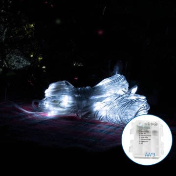 Aigostar -Corrente exterior de Natal LED 100xLED/8 funções 4,5x1,5m IP44 branco frio
