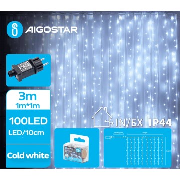 Aigostar - Corrente exterior de Natal LED 100xLED/8 funções 4x1m IP44 branco frio
