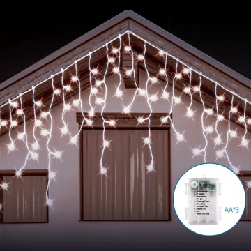 Aigostar - Corrente exterior de Natal LED 100xLED/8 funções 8x0,6m IP44 branco frio