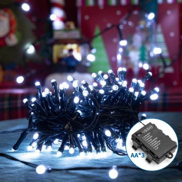 Aigostar - Corrente exterior de Natal LED 200xLED/8 funções 10,3m IP44 branco frio