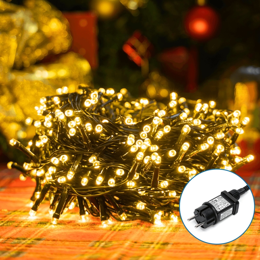 Aigostar - Corrente exterior de Natal LED 200xLED/8 funções 13m IP44 branco quente