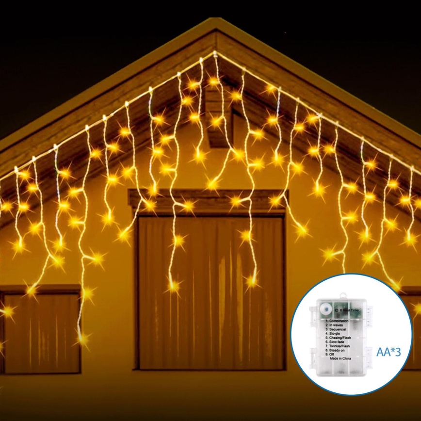Aigostar - Corrente exterior de Natal LED 200xLED/8 funções 13x0,6m IP44 branco quente