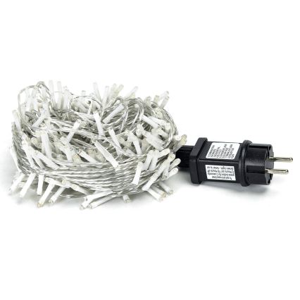Aigostar - Corrente exterior de Natal LED 200xLED/8 funções 23m IP44 branco quente