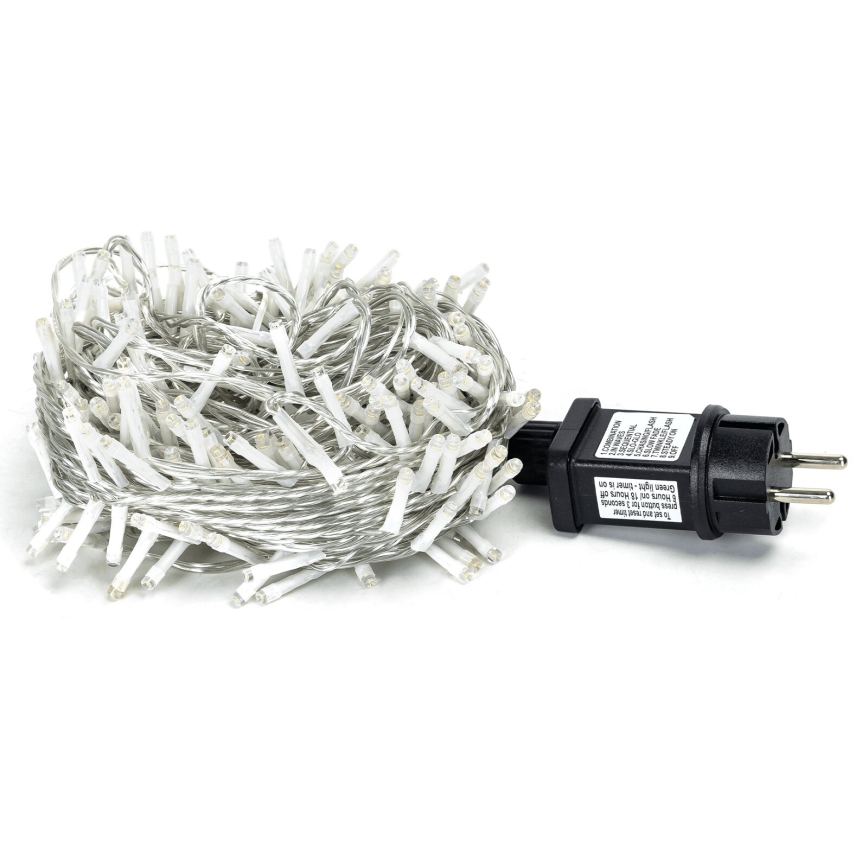 Aigostar - Corrente exterior de Natal LED 200xLED/8 funções 23m IP44 branco quente