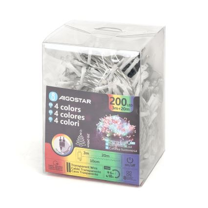 Aigostar - Corrente exterior de Natal LED 200xLED/8 funções 23m IP44 multicolorida