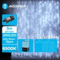 Aigostar - Corrente exterior de Natal LED 200xLED/8 funções 5x2m IP44 branco frio