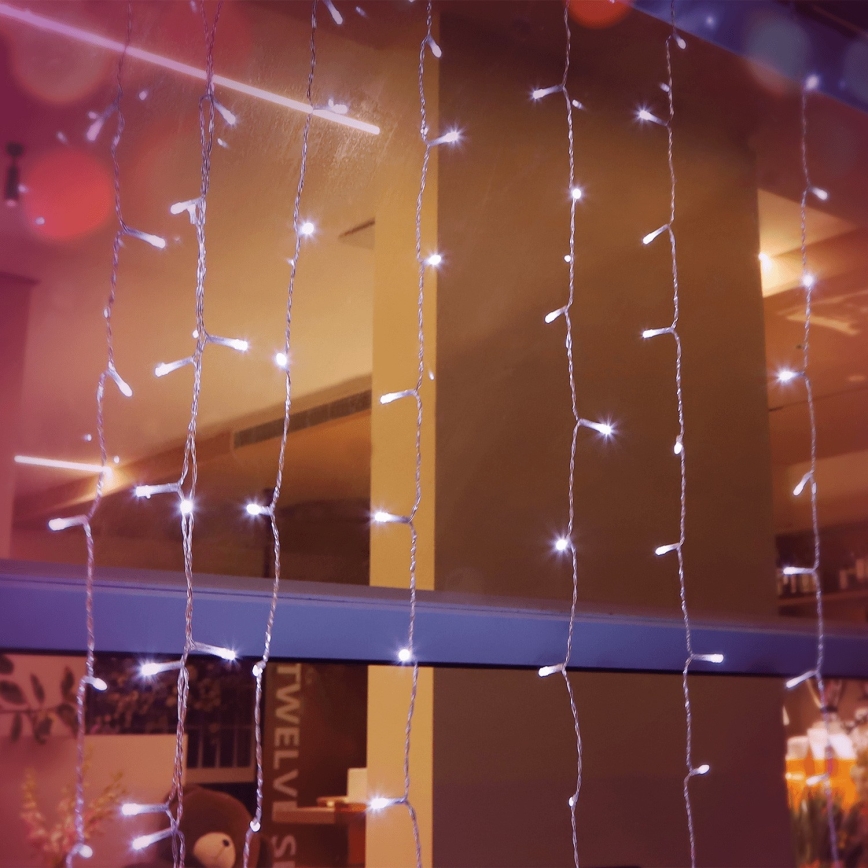 Aigostar - Corrente exterior de Natal LED 200xLED/8 funções 5x2m IP44 branco frio