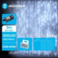 Aigostar - Corrente exterior de Natal LED 200xLED/8 funções 5x2m IP44 branco frio