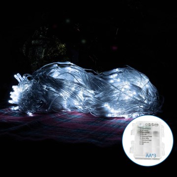 Aigostar - Corrente exterior de Natal LED 200xLED/8 funções 6x1,5m IP44 branco frio