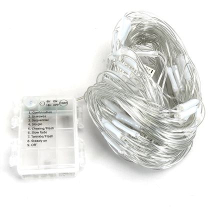 Aigostar - Corrente exterior de Natal LED 200xLED/8 funções 6x1,5m IP44 branco frio