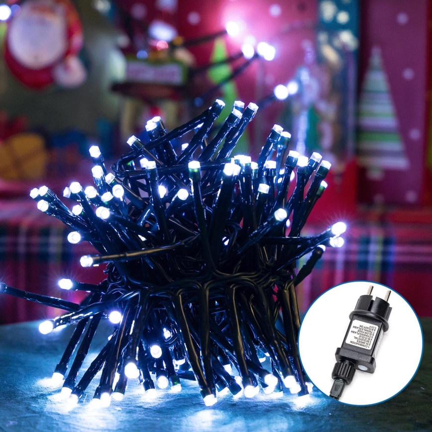 Aigostar - Corrente exterior de Natal LED 200xLED/8 funções 8m IP44 branco frio