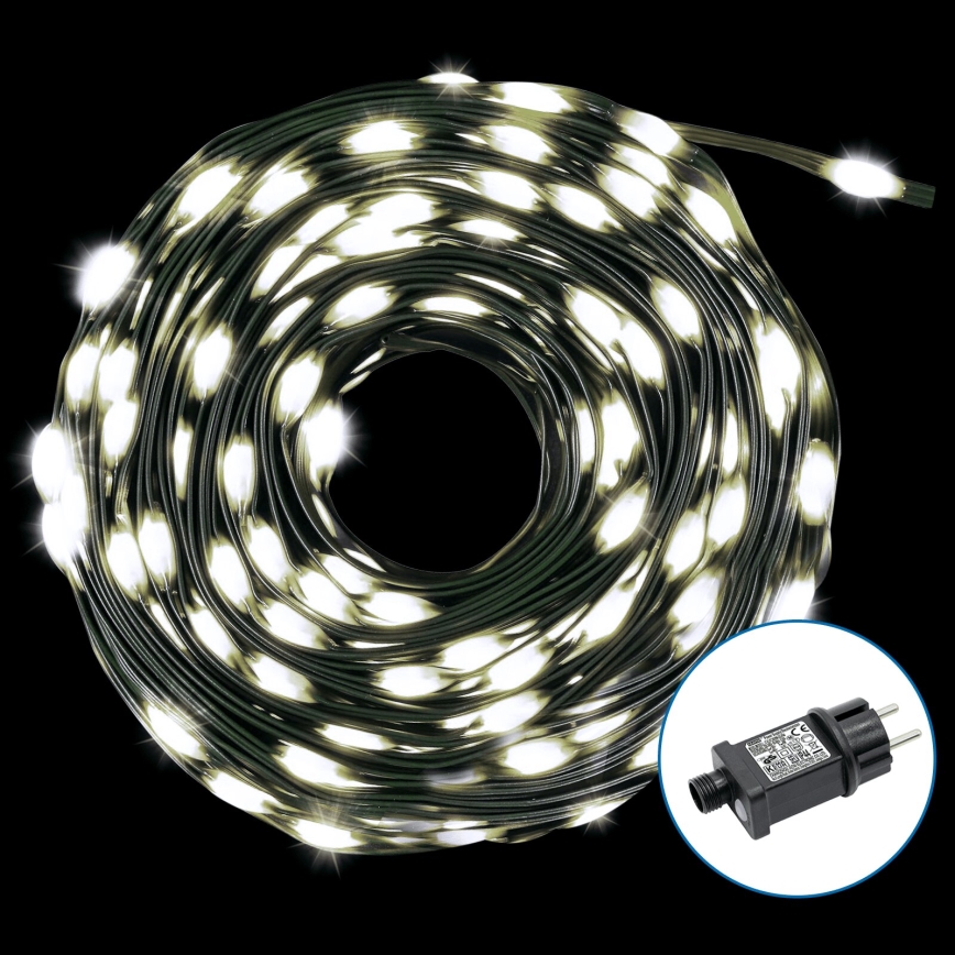 Aigostar - Corrente exterior de Natal LED 300xLED/8 funções 33m IP44 branco frio