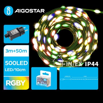 Aigostar - Corrente exterior de Natal LED 500xLED/8 funções 53m IP44 multicolor