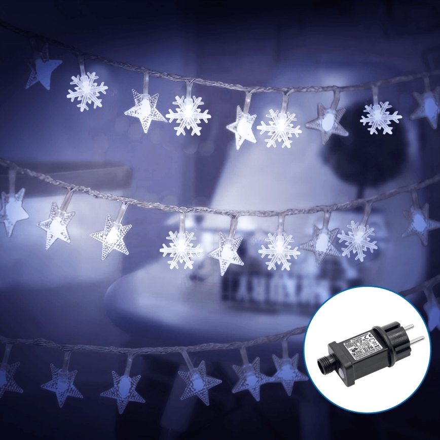 Aigostar - Corrente exterior de Natal LED 50xLED/8 funções 8m IP44 branco frio