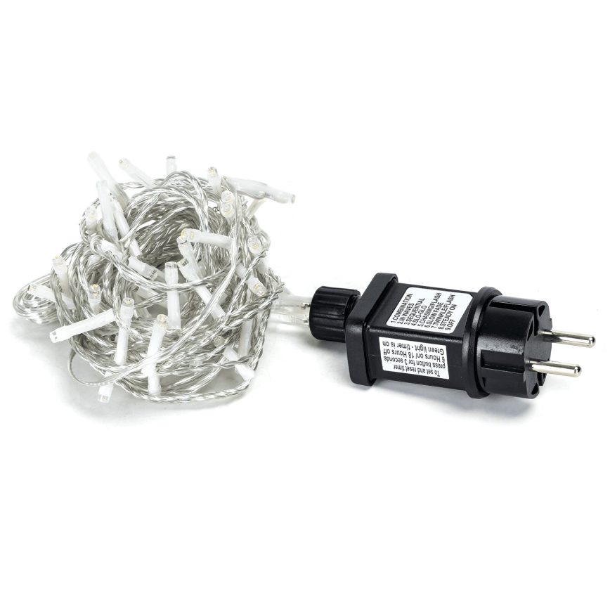 Aigostar - Corrente exterior de Natal LED 50xLED/8 funções 8m IP44 branco quente