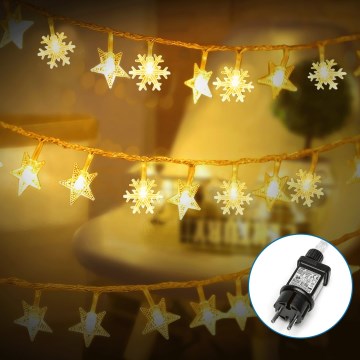 Aigostar - Corrente exterior de Natal LED 50xLED/8 funções 8m IP44 branco quente