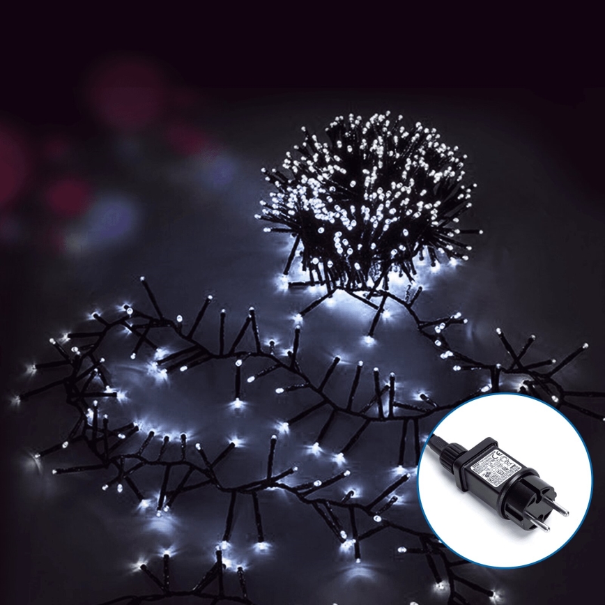 Aigostar - Corrente exterior de Natal LED 600xLED/8 funções 18m IP44 branco frio