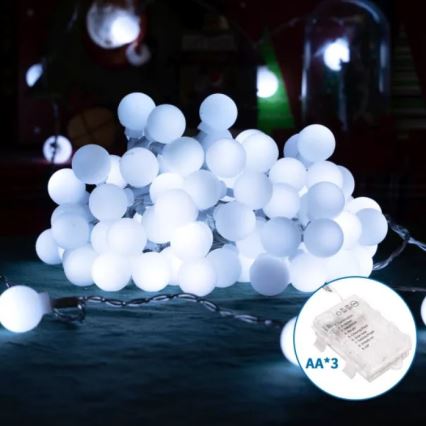Aigostar - Corrente exterior de Natal LED 100xLED/3xAA/8 funções 10,3 m IP44 branco frio