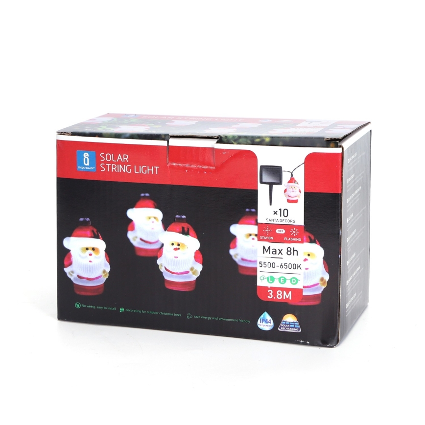 Aigostar - Corrente solar de Natal LED 10xLED/3,8 m IP44 branco frio