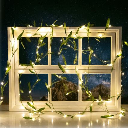 Aigostar - Corrente solar LED 100xLED/12m IP65 branco quente azeitona