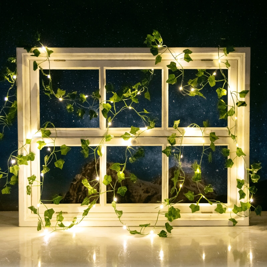 Aigostar - Corrente solar LED 100xLED/12m IP65 branco quente folhas