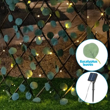 Aigostar - Corrente solar LED 102xLED/2x0,7m IP65 branco quente eucalipto