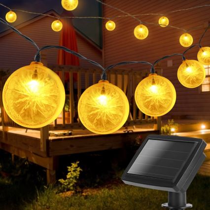 Aigostar - Corrente solar LED 10xLED/3,8m IP44 600 mAh branco quente