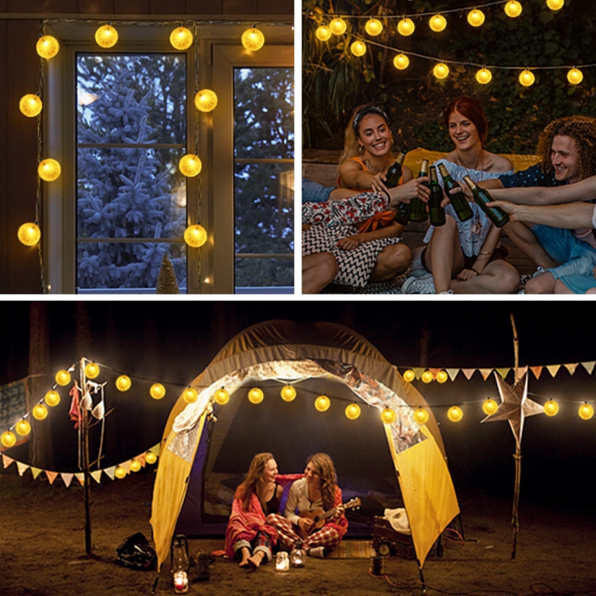 Aigostar - Corrente solar LED 10xLED/3,8m IP44 600 mAh branco quente