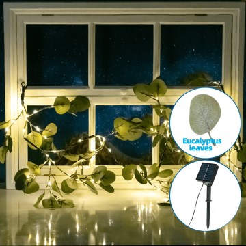 Aigostar - Corrente solar LED 110xLED/4m IP65 branco quente eucalipto
