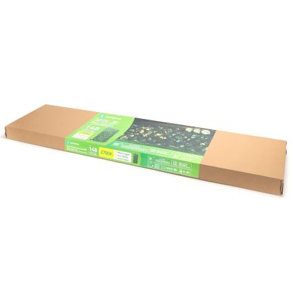Aigostar - Corrente solar LED 148xLED/2x1,2m IP65 branco quente eucalipto