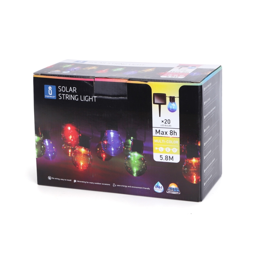 Aigostar - Corrente solar LED 20xLED/5,8m IP44 multicolor