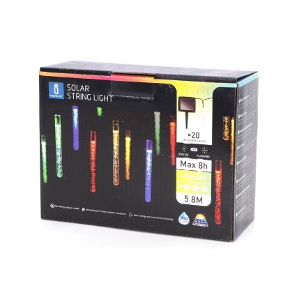 Aigostar - Corrente solar LED 20xLED/5,8m IP44 multicolor