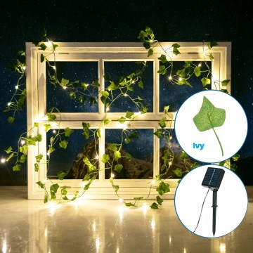 Aigostar - Corrente solar LED 50xLED/7m IP65 branco quente folhas