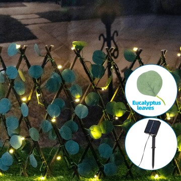Aigostar - Corrente solar LED 56xLED/2x0,4m IP65 branco quente eucalipto