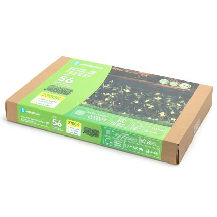 Aigostar - Corrente solar LED 56xLED/2x0,4m IP65 branco quente ivy