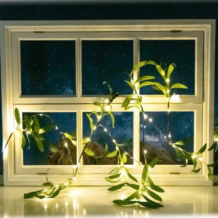 Aigostar - Corrente solar LED 60xLED/4m IP65 branco quente azeitona