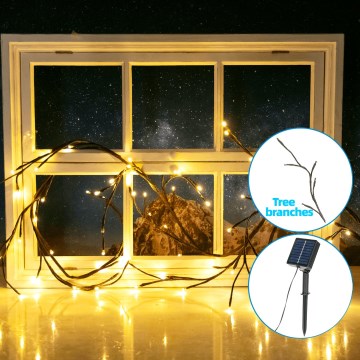 Aigostar - Corrente solar LED 72xLED/4m IP65 branco quente ramos de árvores