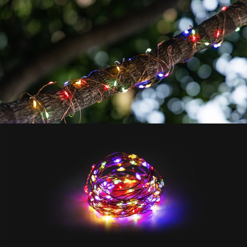 Aigostar - Corrente solar LED LED/8 funções 12m IP65 multicolor
