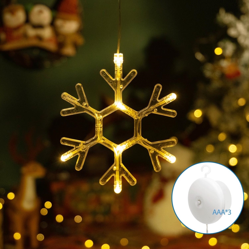 Aigostar - Decoração de Natal LED LED/3xAAA branco quente floco de neve 19cm