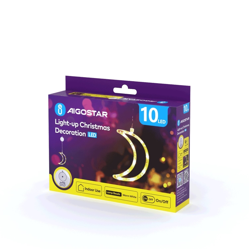 Aigostar - Decoração de Natal LED LED/3xAAA lua 18,5cm