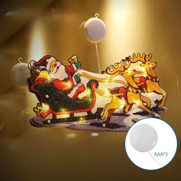 Aigostar - Decoração de Natal LED LED/3xAAA Pai Natal com renas 13,4cm