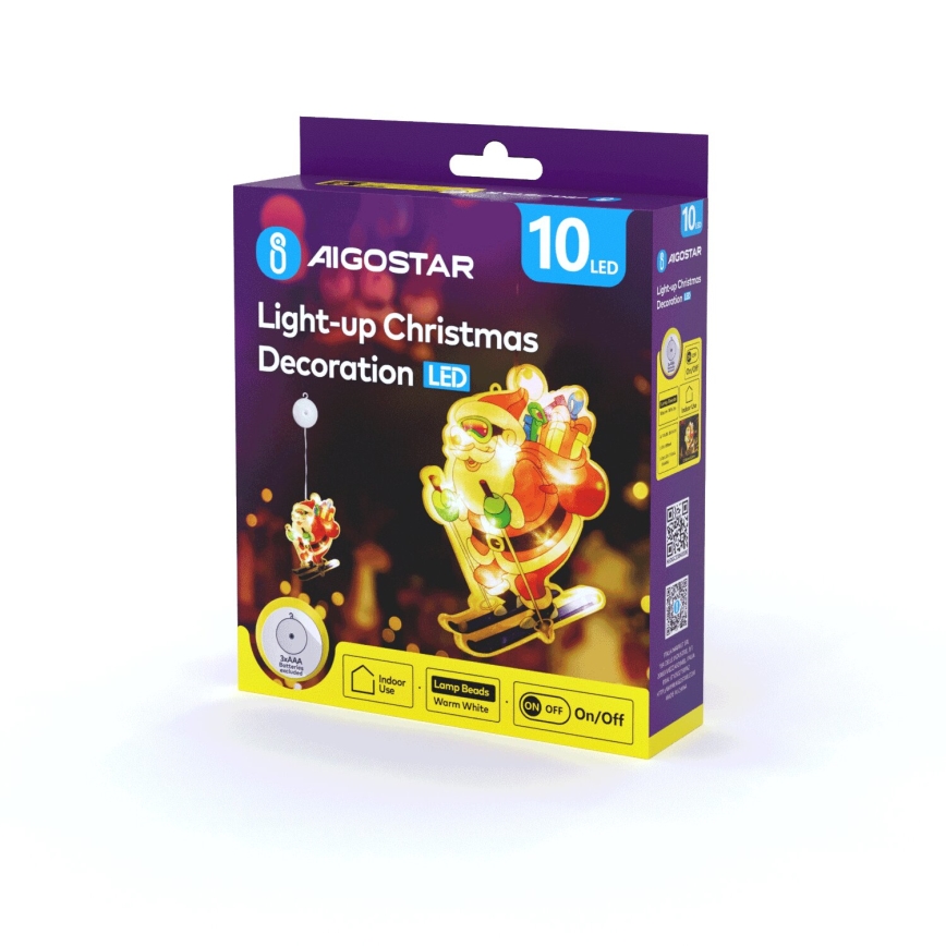 Aigostar - Decoração de Natal LED LED/3xAAA Pai Natal nos esquis 23cm