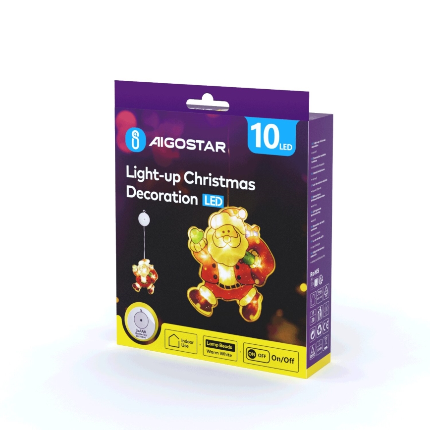 Aigostar - Decoração de Natal LED LED/3xAAA Santa 20cm