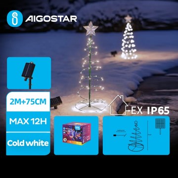 Aigostar - Decoração de Natal LED Solar LED/0,26W/3,7V 75cm IP65 branco frio
