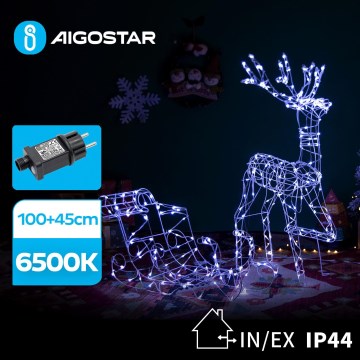 Aigostar - Decoração LED Exterior LED/3,6W/31/230V 6500K 90/45cm IP44 rena com trenó